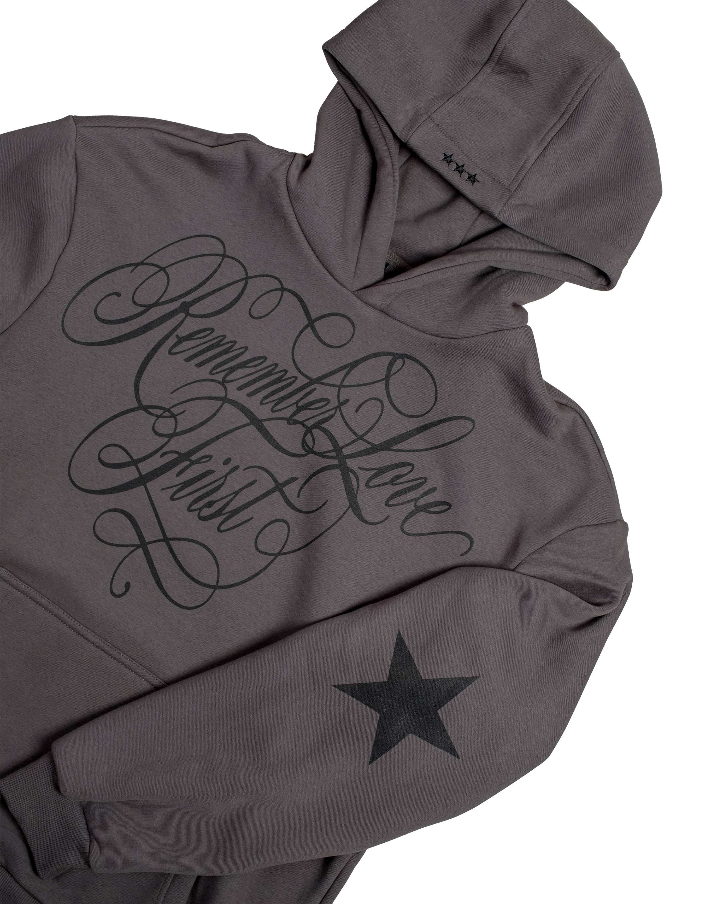 ŠEDÁ MIKINA • REMEMBER LOVE FIRST 🩶